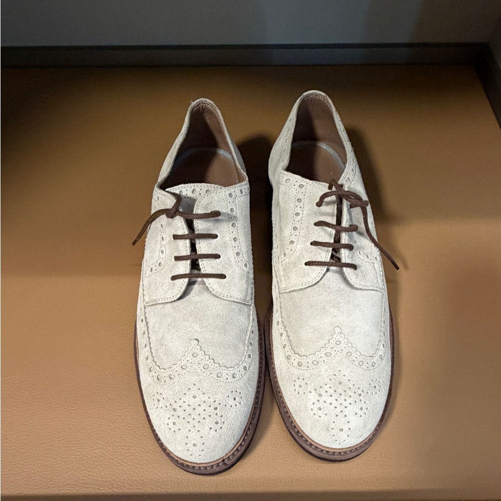 Brunello Cucinelli Light Beige Suede Oxfords - Picture 2 of 8